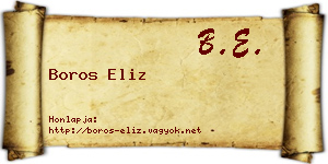 Boros Eliz névjegykártya
